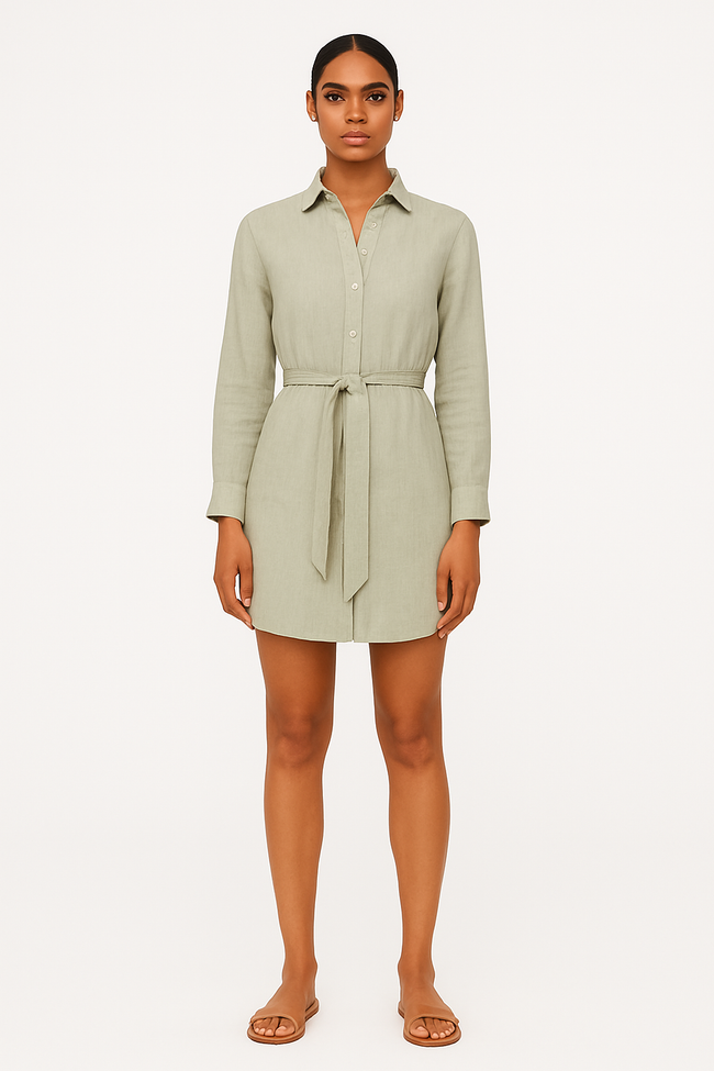 Women Grey Cotton Shirt Dress