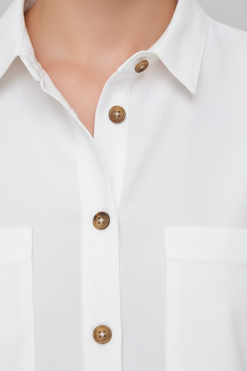 Women White Cotton Loose Fit Shirt with Back Button