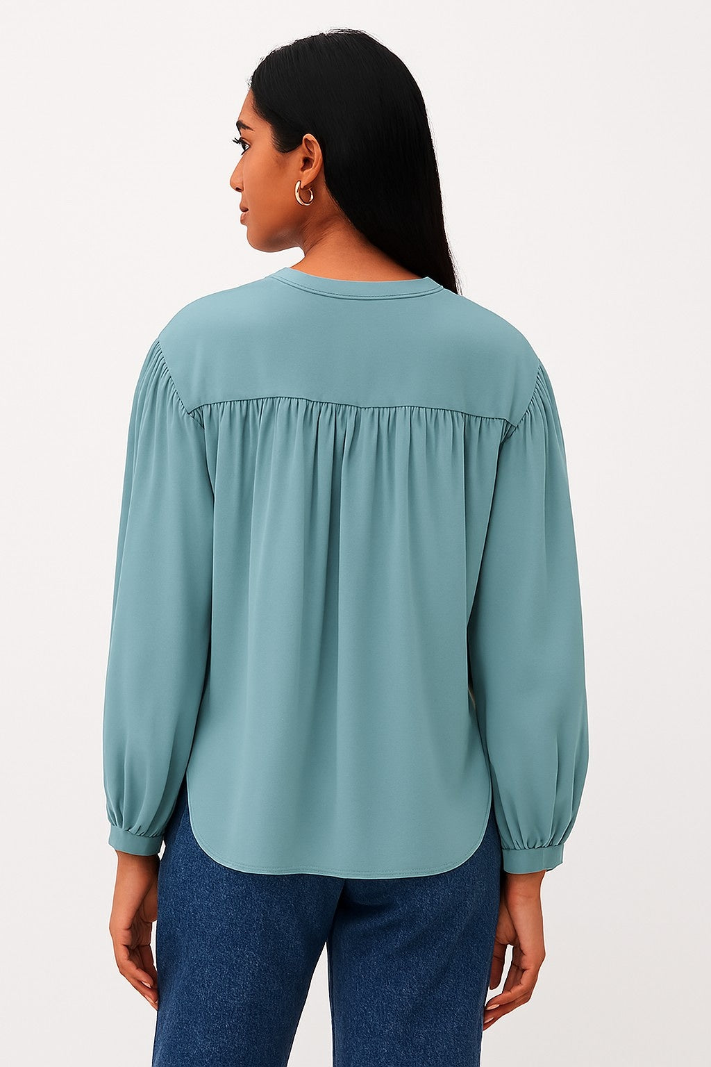Women Blue Cotton Loose Fit Top