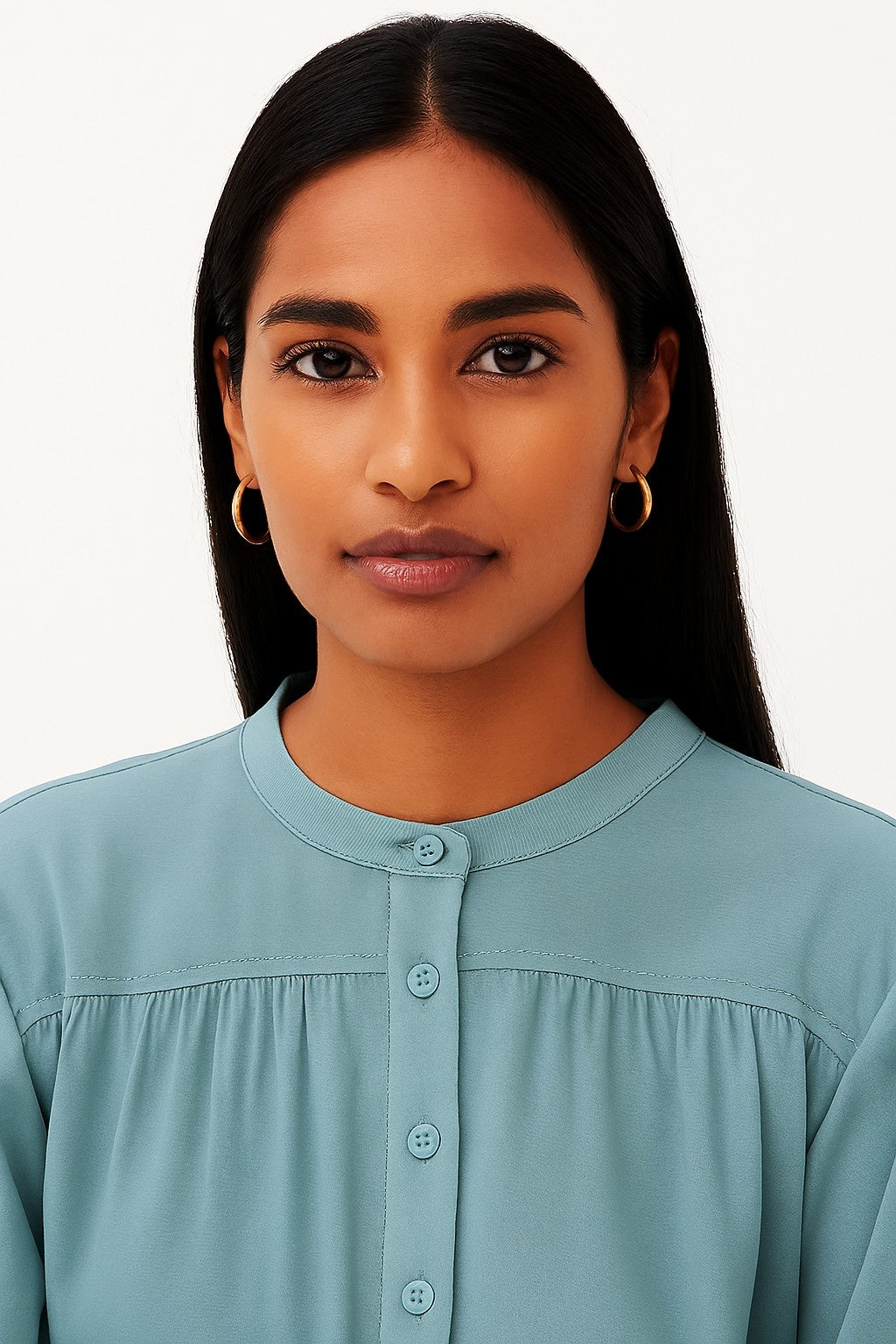 Women Blue Cotton Loose Fit Top