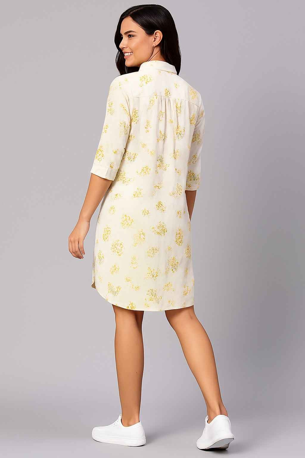 Women White Floral Printed Shirt Tunic