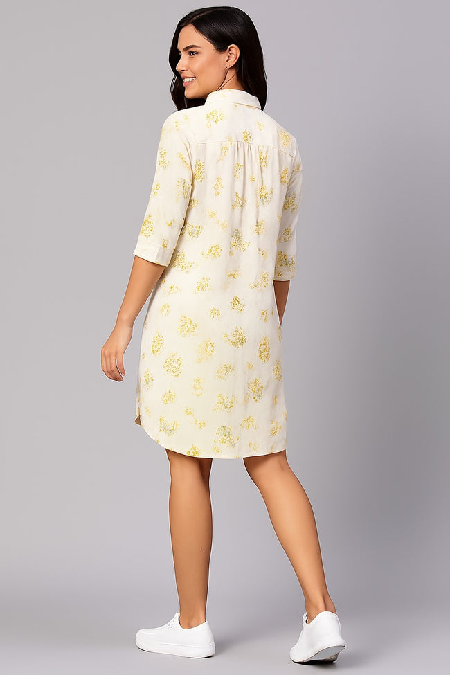 Women White Floral Printed Shirt Tunic