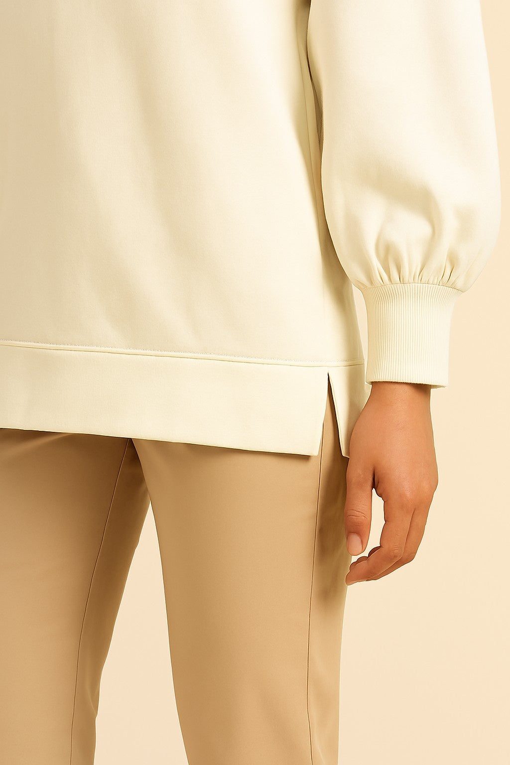 Women Off White Cotton Blend Sweatshirt