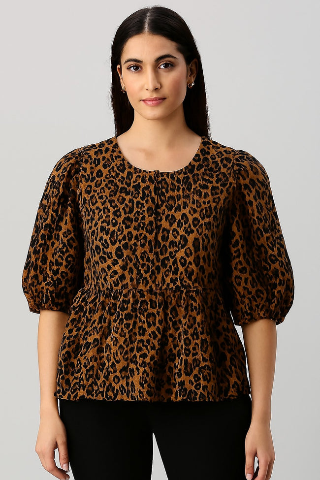 Women Black Cotton Peplum Top