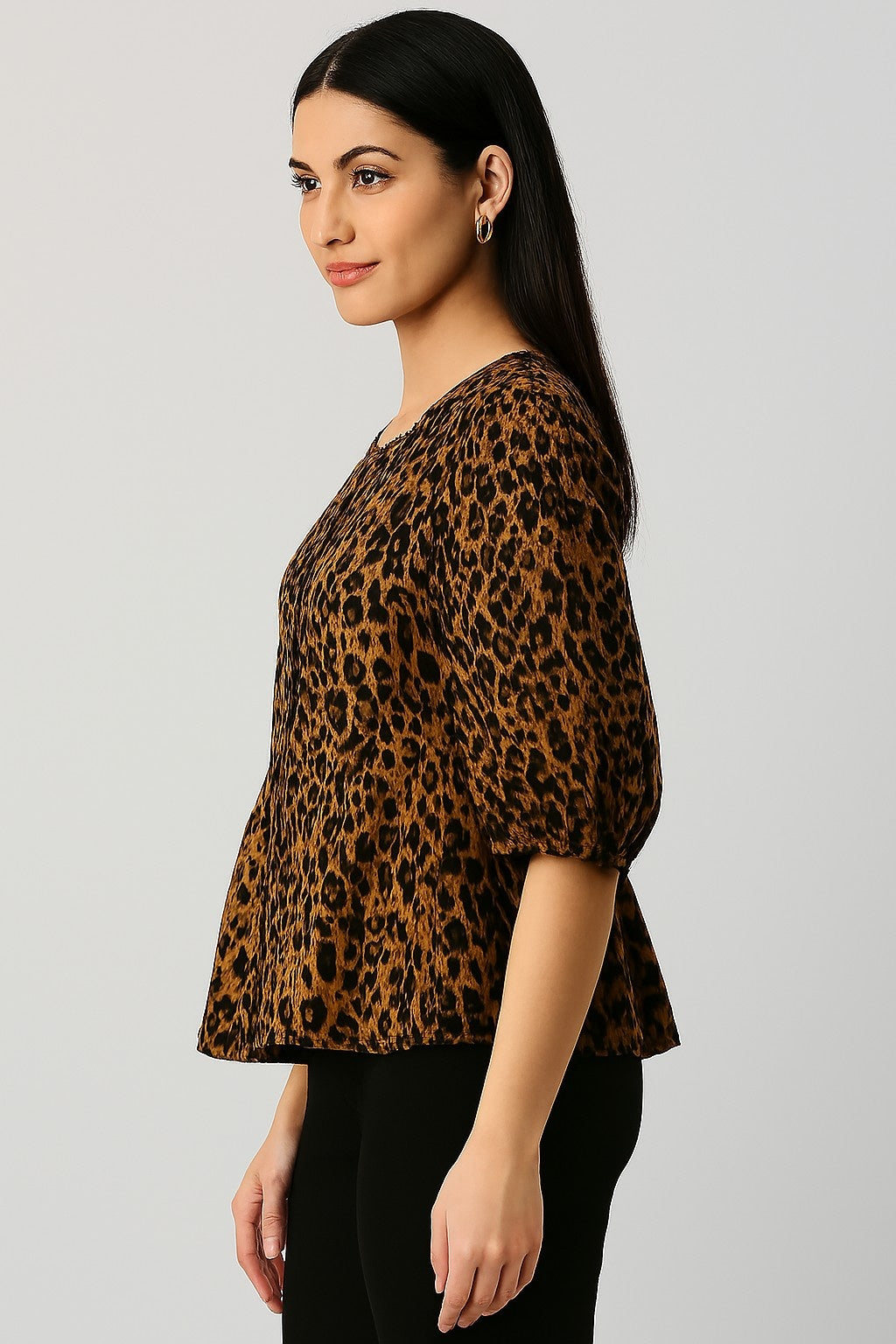 Women Black Cotton Peplum Top