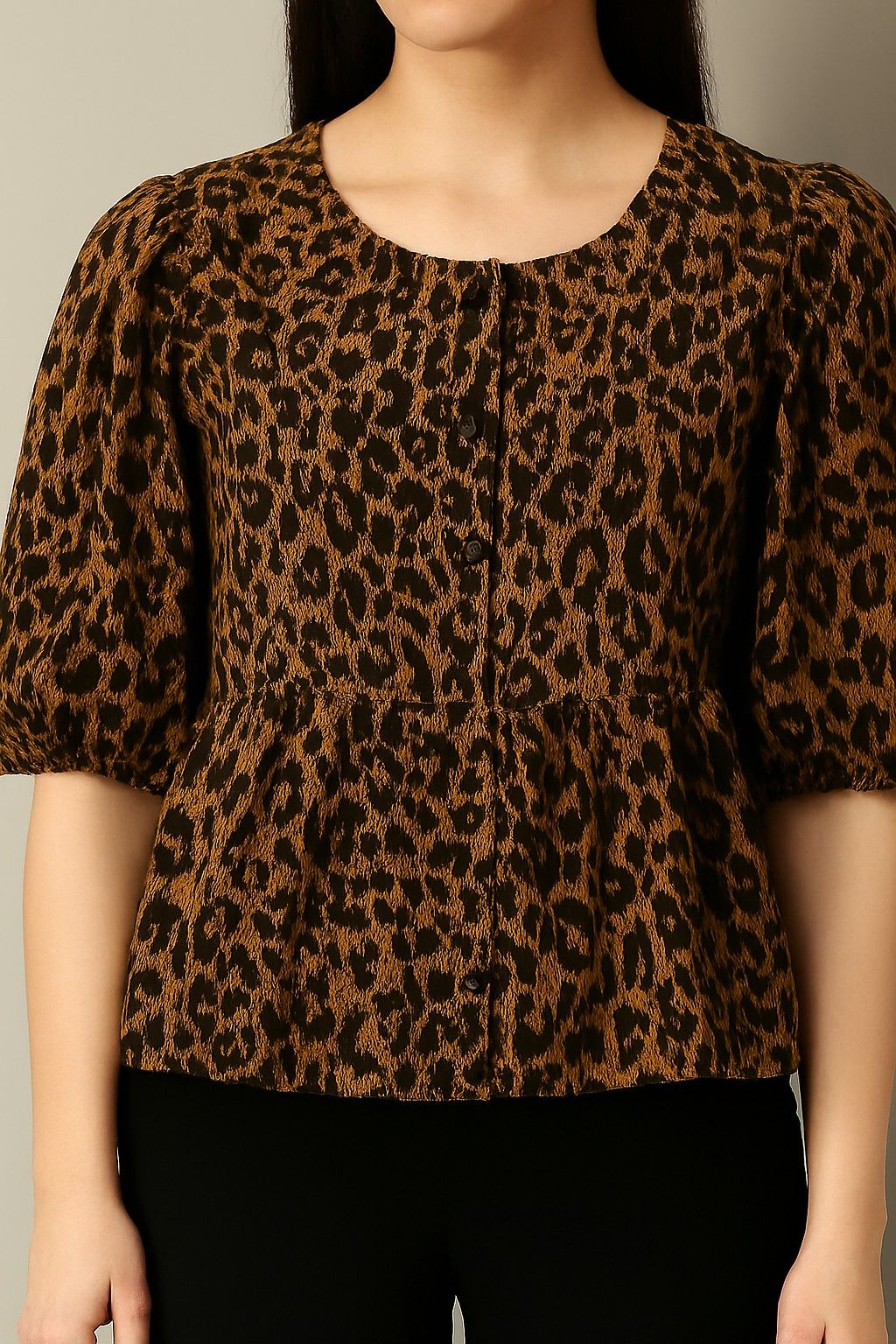 Women Black Cotton Peplum Top