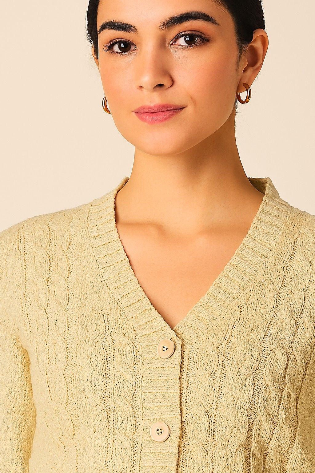 Women Brown Knitted Acrylic Cardigan