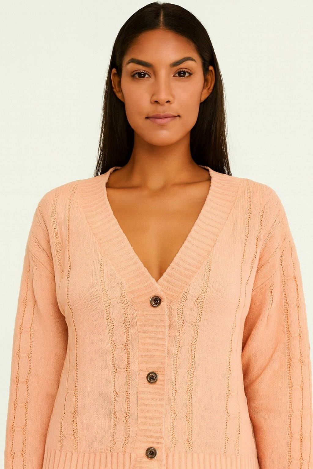 Women Pink Knitted Acrylic Cardigan