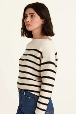 Women Cream Down-Shoulder Sweater