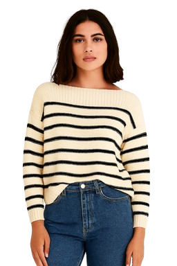 Women Cream Down-Shoulder Sweater