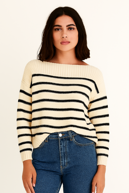 Women Cream Down-Shoulder Sweater