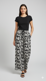 Women Black Wide-Leg Plazzo Pants