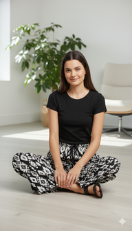 Women Black Wide-Leg Plazzo Pants