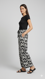 Women Black Wide-Leg Plazzo Pants
