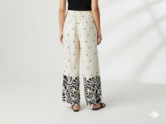 Women Cream Wide-Leg Plazzo Pants