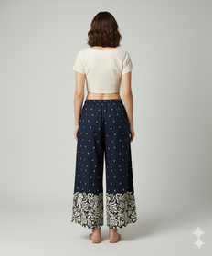 Women Blue Wide-Leg Plazzo Pants