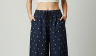 Women Blue Wide-Leg Plazzo Pants
