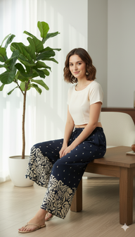 Women Blue Wide-Leg Plazzo Pants