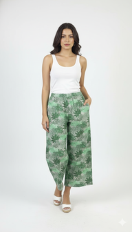 Women Green Wide-Leg Plazzo Pants