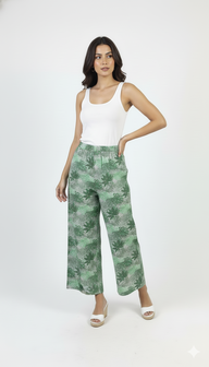 Women Green Wide-Leg Plazzo Pants