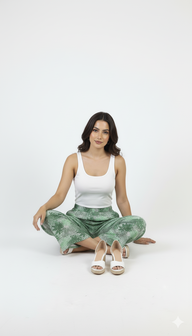 Women Green Wide-Leg Plazzo Pants