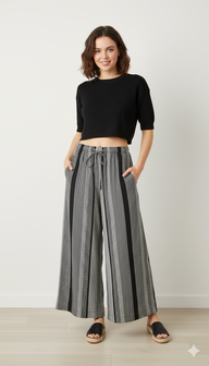 Women Grey Wide-Leg Plazzo Pants