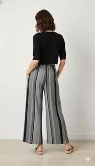 Women Grey Wide-Leg Plazzo Pants