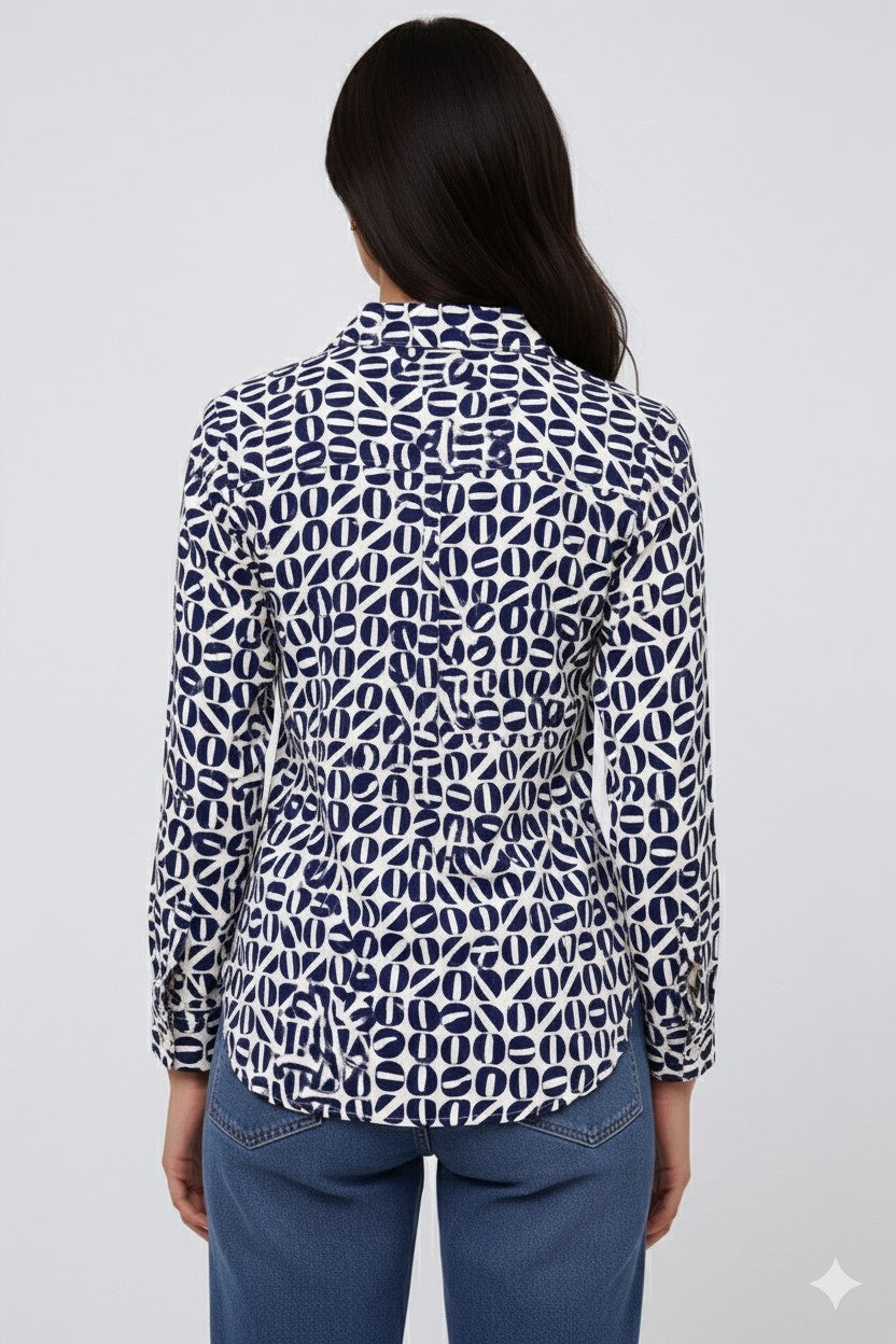 Women Blue Polyester Shirt