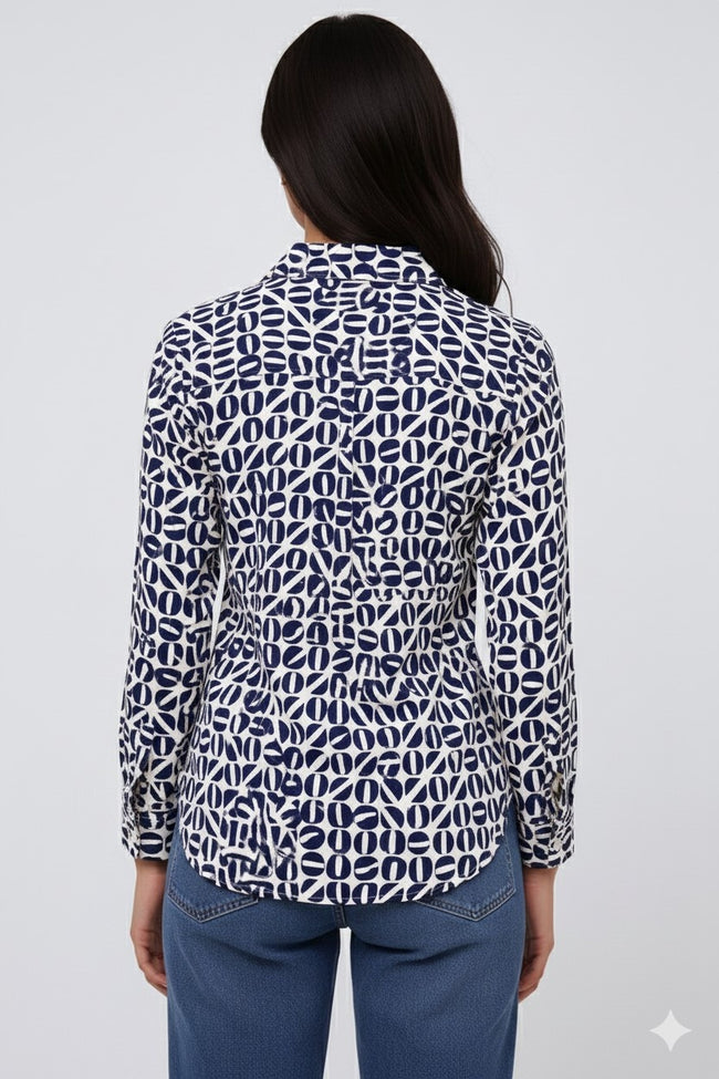 Women Blue Polyester Shirt