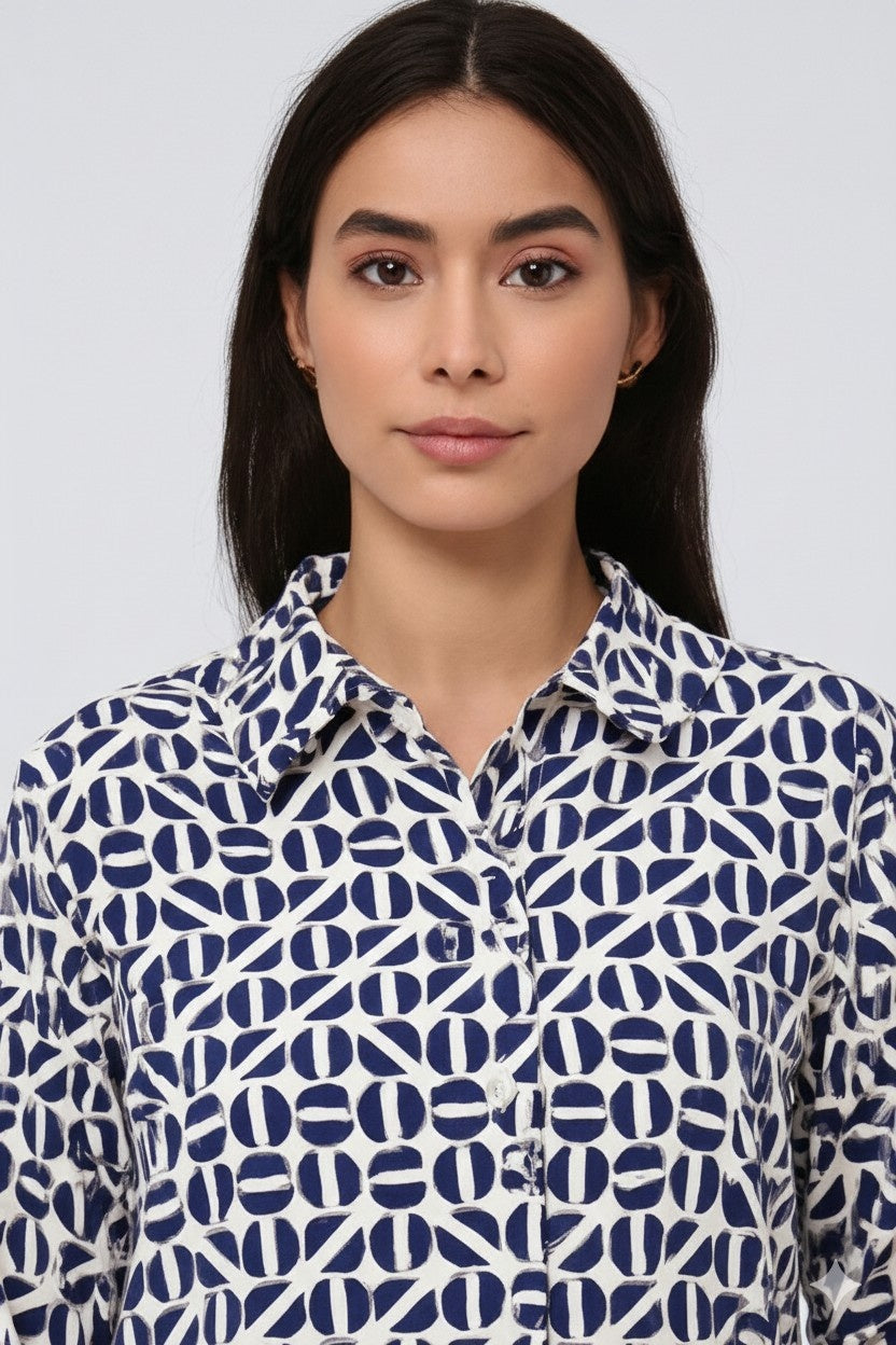 Women Blue Polyester Shirt