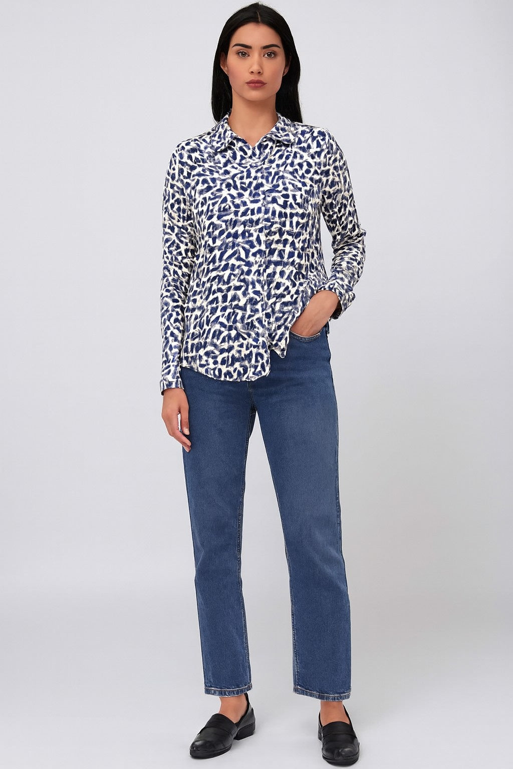 Women Blue Polyester Shirt