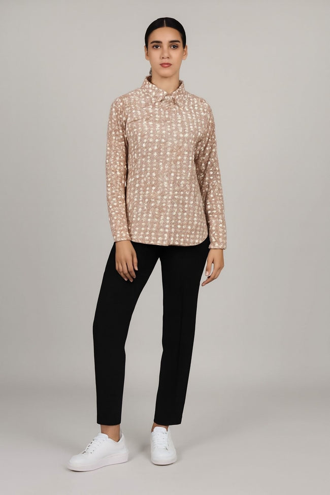 Women Polyester Rust Printed Shirt