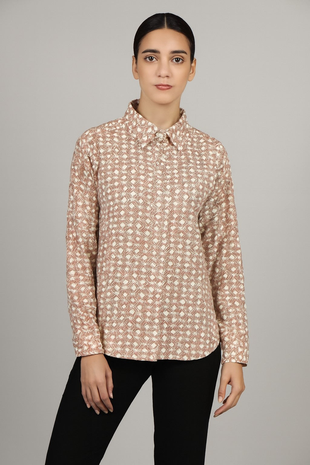 Women Polyester Rust Printed Shirt