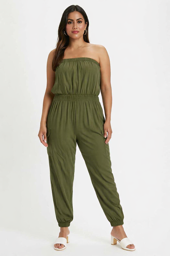 Women Green Tube Jumpsuit