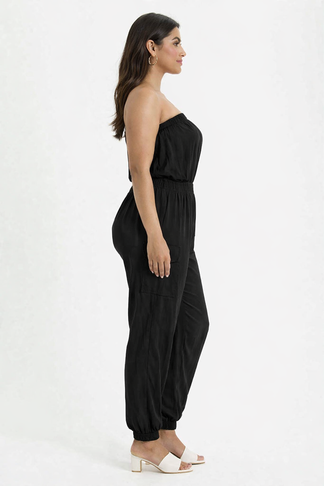 Women Black Tube Jumpsuit
