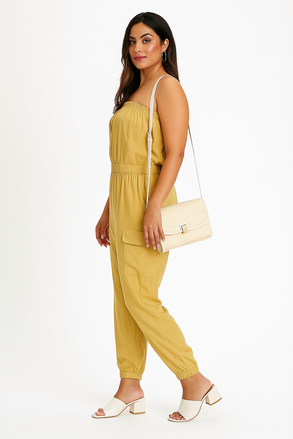 Women Brown Rayon Tube Jumpsuit