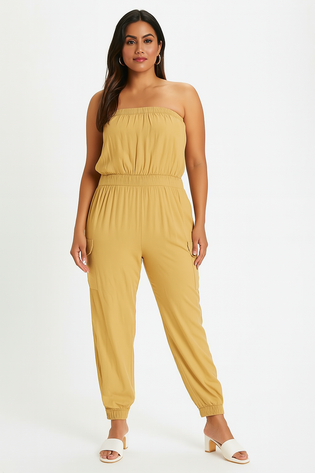 Women Brown Rayon Tube Jumpsuit
