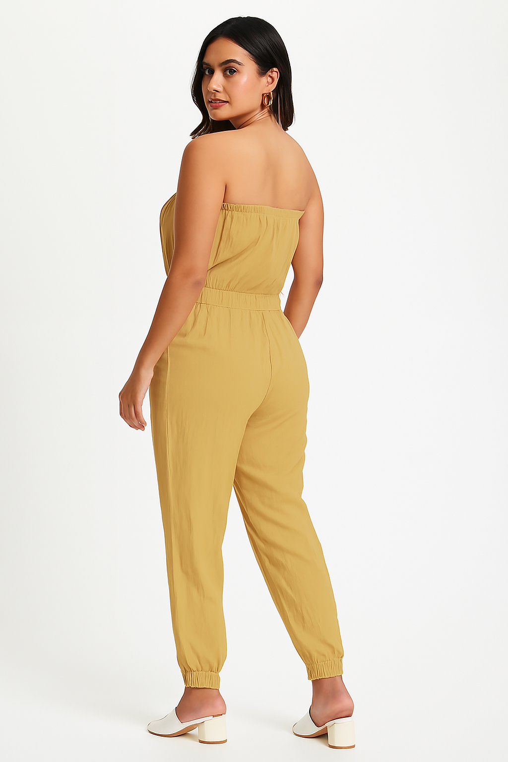 Women Brown Rayon Tube Jumpsuit