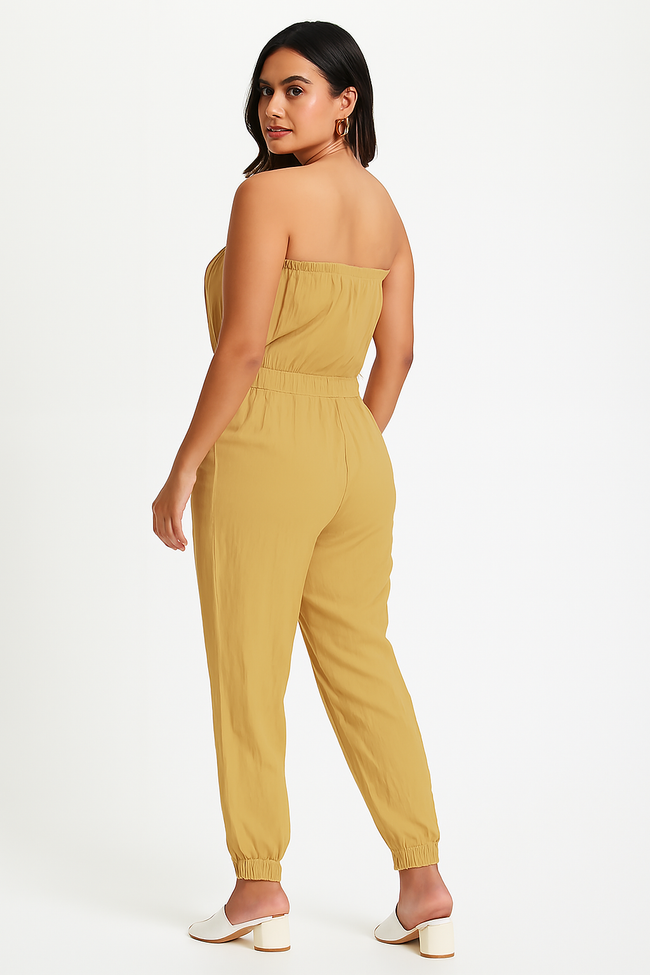 Women Brown Rayon Tube Jumpsuit