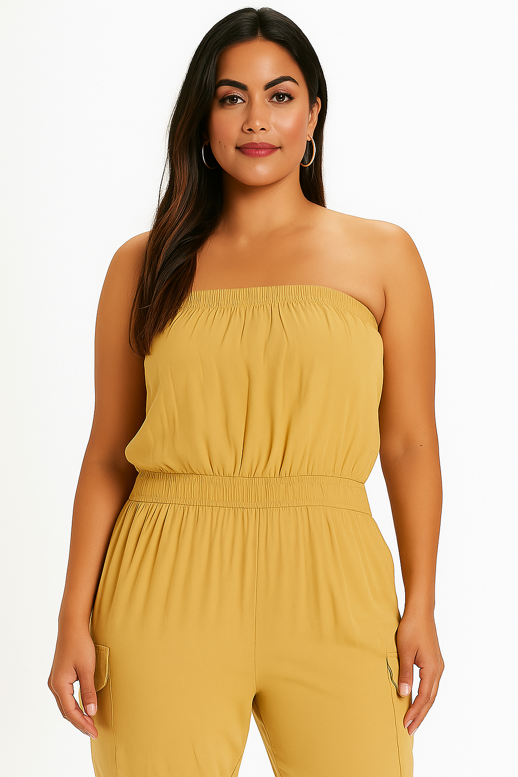 Women Brown Rayon Tube Jumpsuit