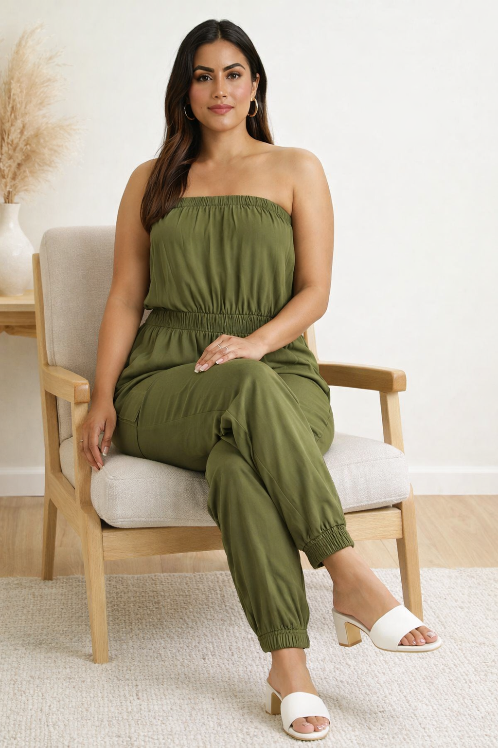Women Green Tube Jumpsuit