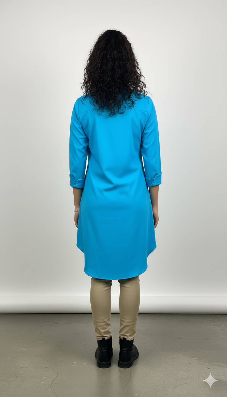 Women Blue Cotton Shirt Tunic