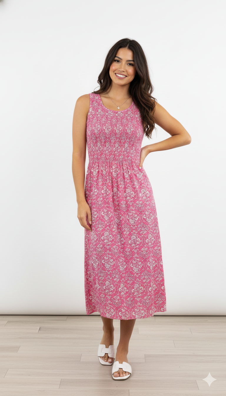 Women Red Viscose Stretchable Midi Dress