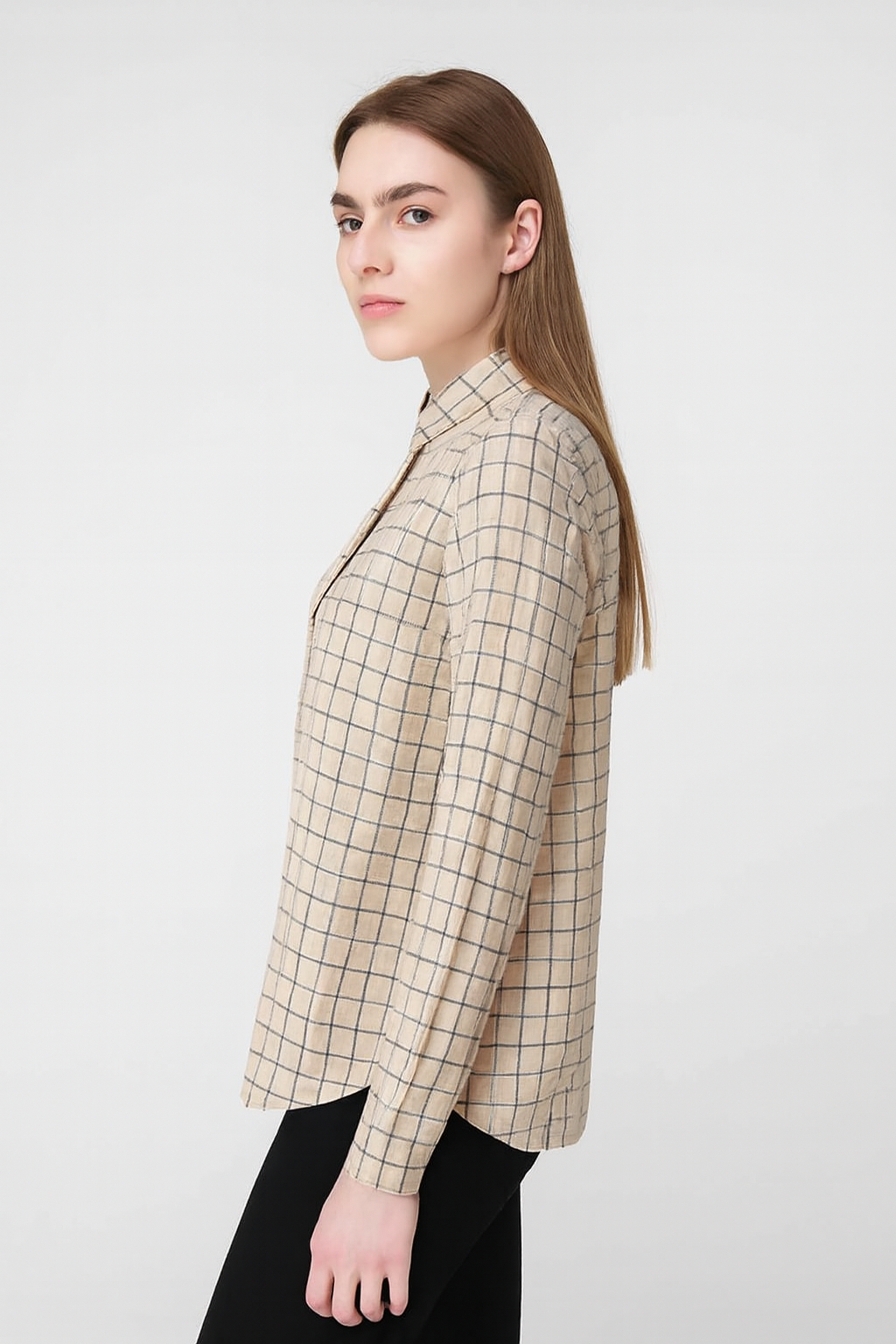 Women Brown Viscose Checked Cotton Shirt