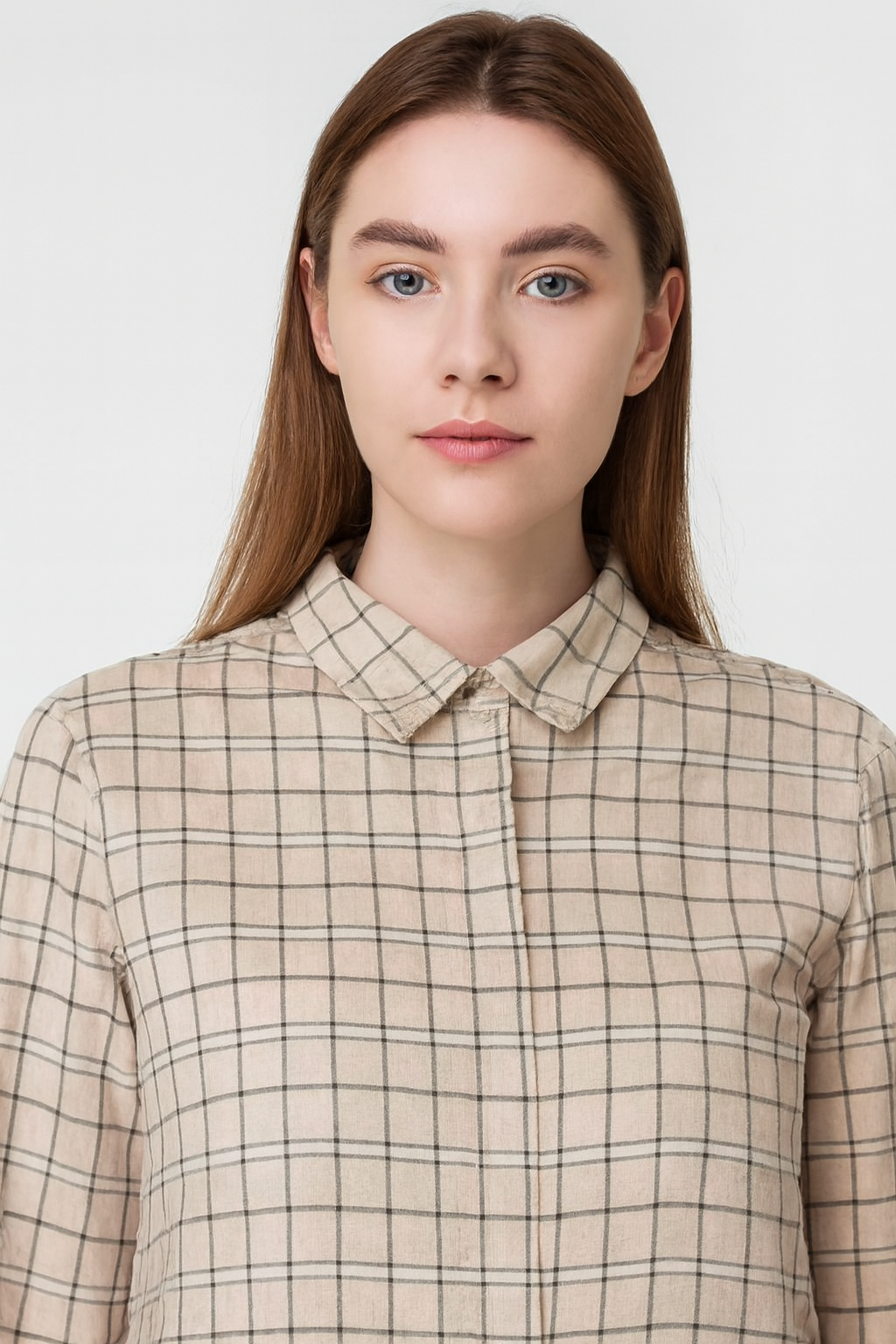 Women Brown Viscose Checked Cotton Shirt