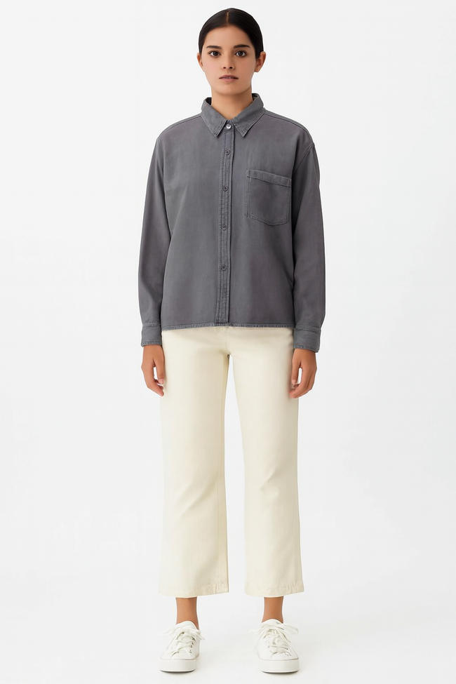 Women Grey Viscose Shirt