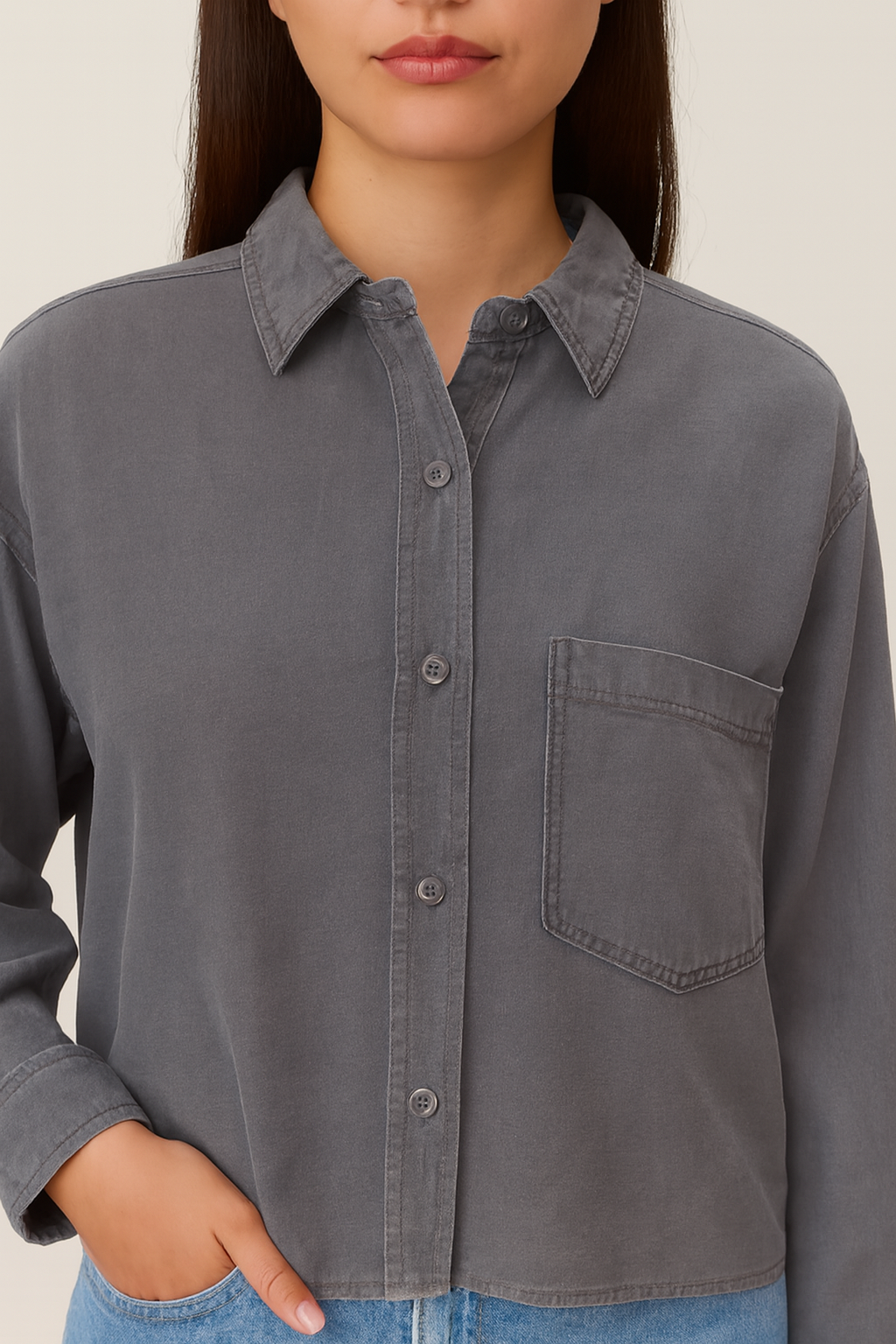 Women Grey Viscose Shirt
