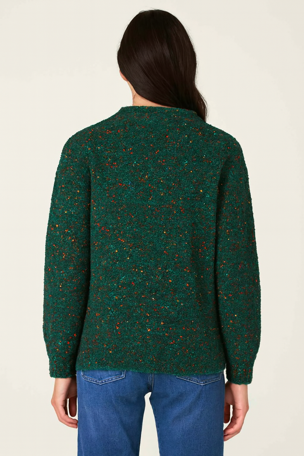 Women Green Acrylic V-Neck Knitted Cardigan