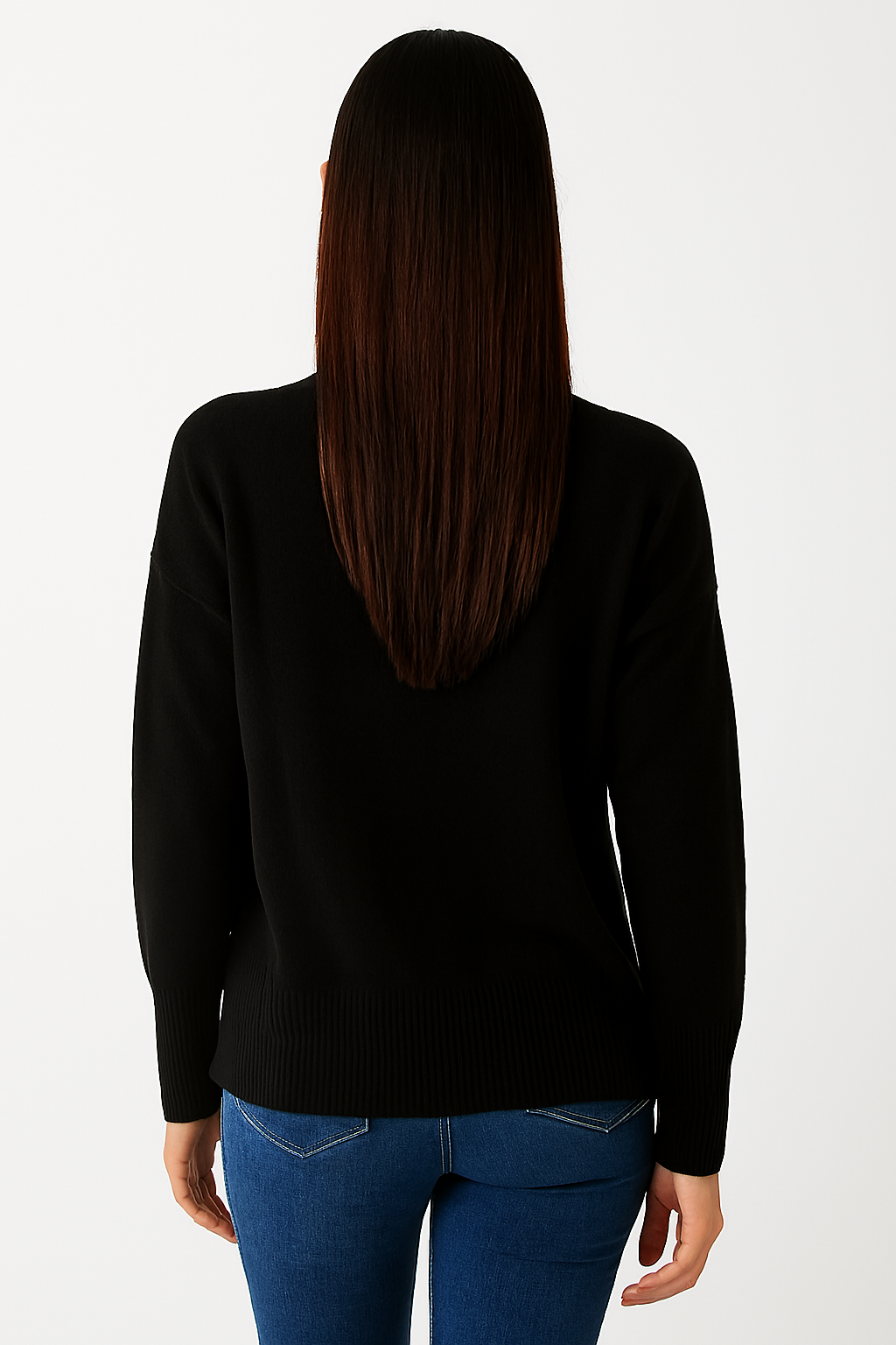 Women Black Acrylic Solid Zip-Front Sweater