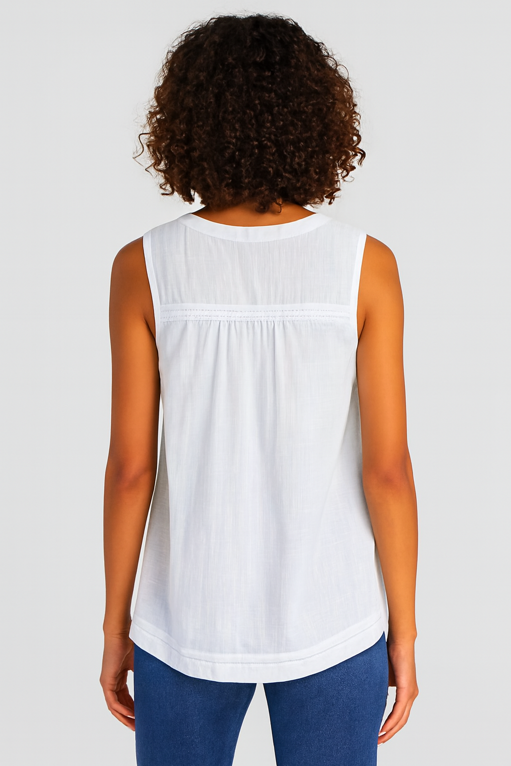 Women White Cotton Sleeveless Top